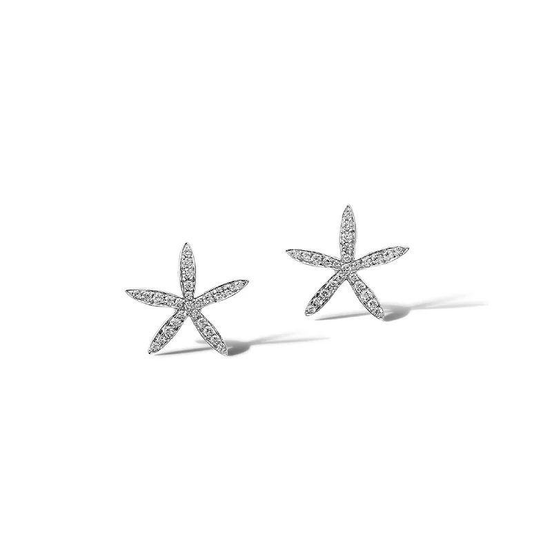 Retro Earrings-Estrela do Mar Medium Earrings White Gold - Diamond Pavé