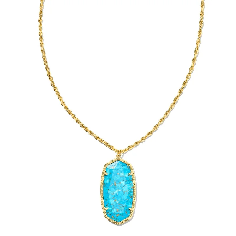 Kendra Scott | Rae Gold Long Pendant Necklace in Bronze Veined Turquoise Magnesite