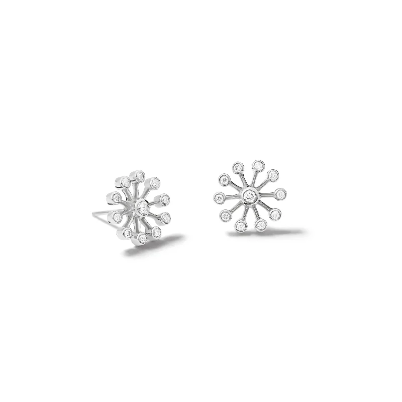 Natural Stone Earrings-Astrantia Extra Small Earrings 18ct White Gold - Diamond