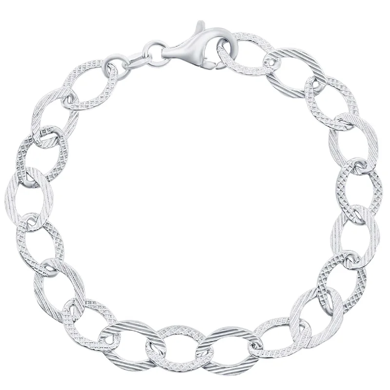 Classic Women's Bracelet - Sterling Silver Chain Linked Design, 7.5 Inch | Q-5361-7.5