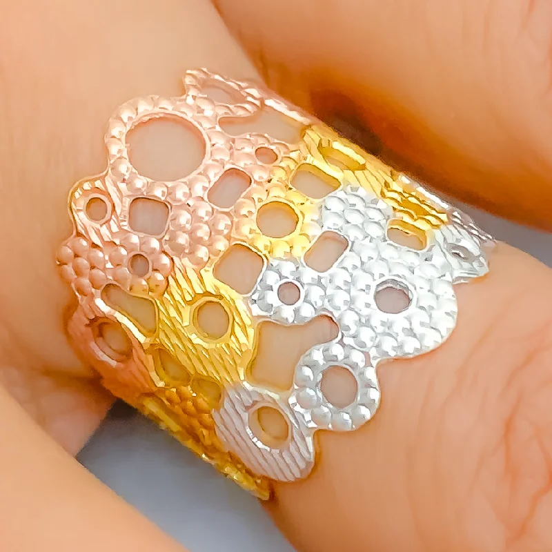 Vibrant Cutwork 21K Gold Ring