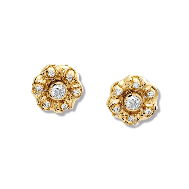 Chic Gold Stud Earrings-Songe de Vaux Earring Halos Yellow Gold - Diamond