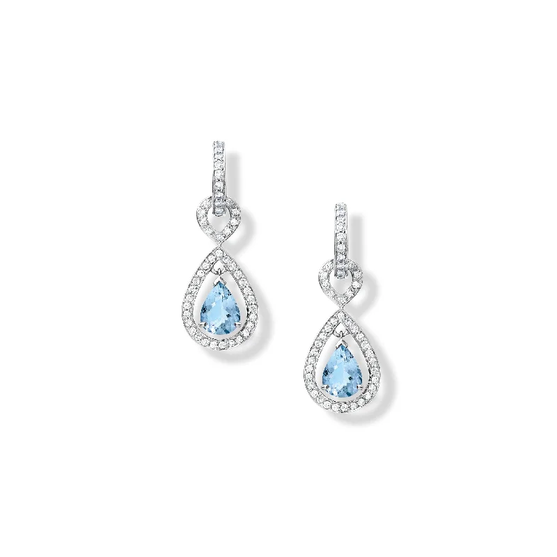 Bold Drop Earrings-Octavia Margarita Earring Drops 18ct White Gold - Aquamarine & Diamond