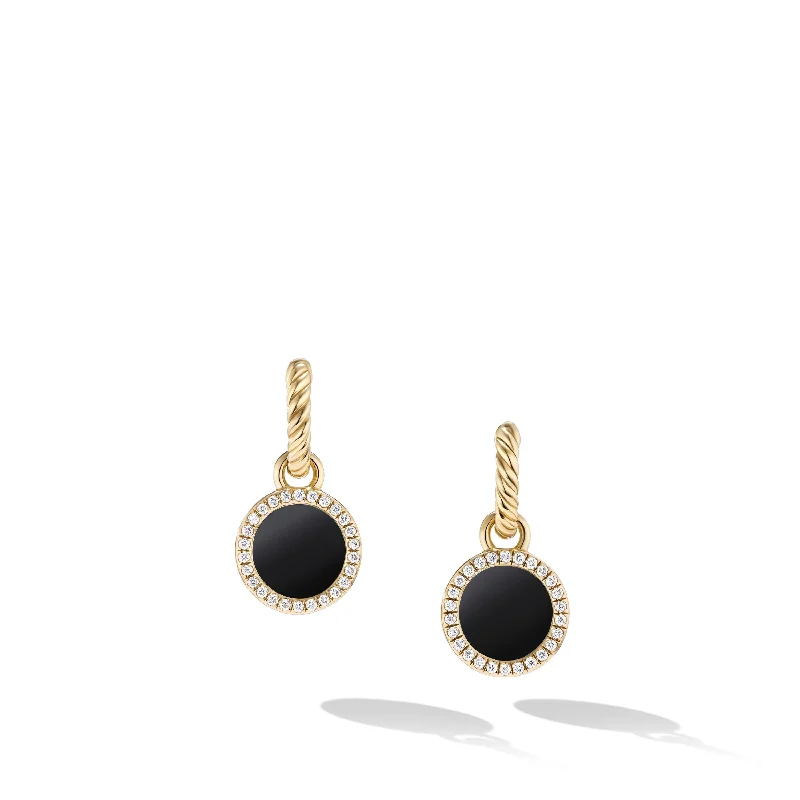 Modern Drop Earrings-Petite DY Elements® Drop Earrings in 18K Yellow Gold with Black Onyx and Diamonds\, 22.6mm