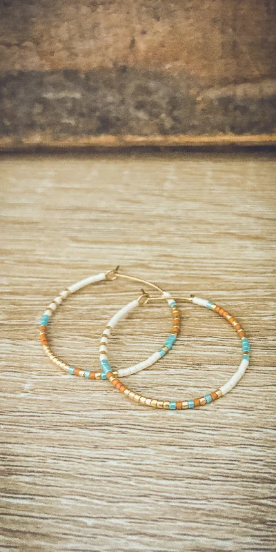 Luxurious Gold Earrings-Beautiful Dainty Beaded Hoop Earrings