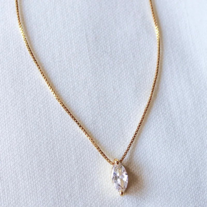 Kinsey Designs | Marquise Slide Gold Tone Necklace with CZ Crystal Pendant