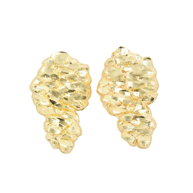 Shiny Drop Earrings-10k Yellow Gold Nugget Earrings. Small