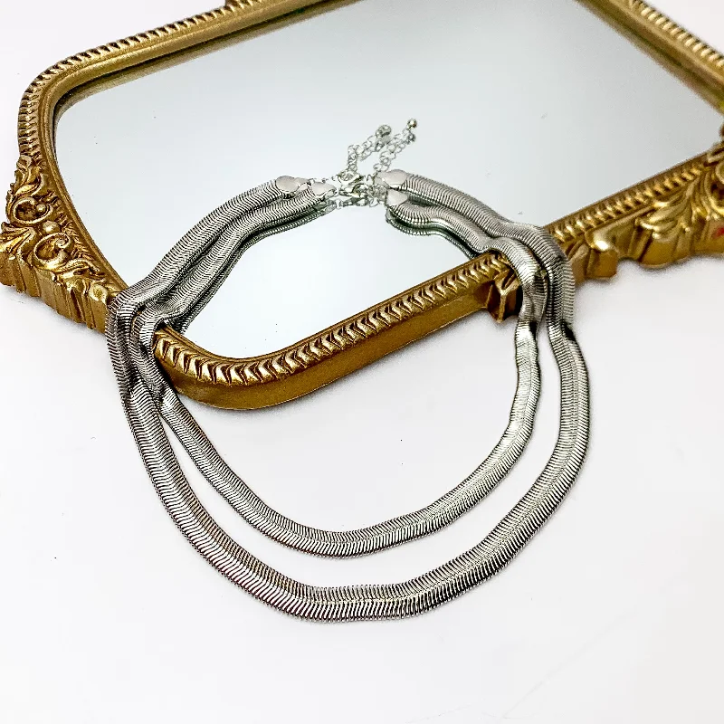 Daily Basis Silver Tone Double Chain Necklace