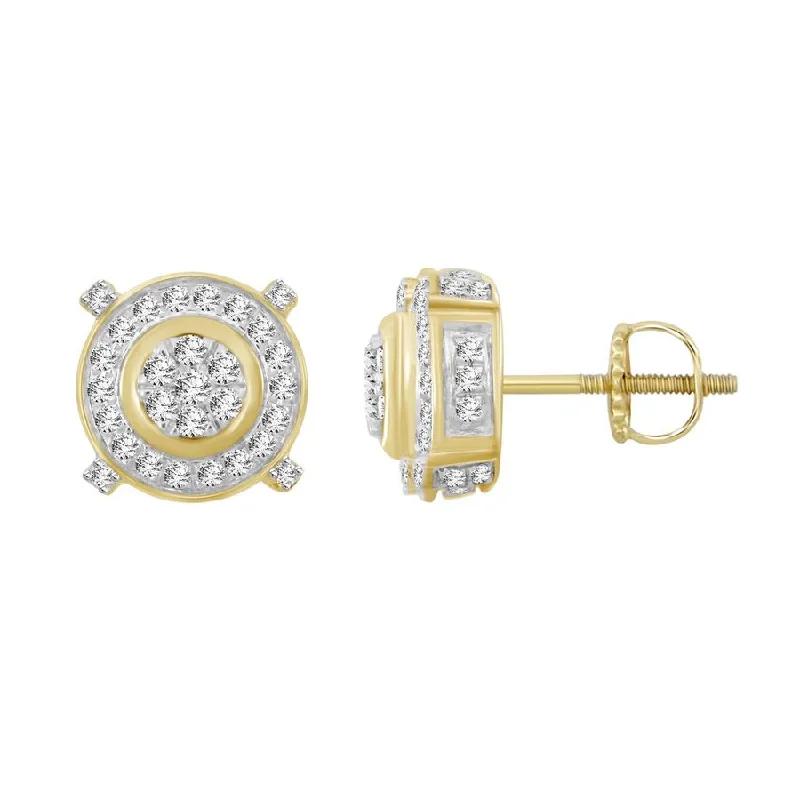 Elegant Ear Cuffs-LADIES STUD EARRINGS 0.25CT ROUND DIAMOND 10K YELLOW GOLD