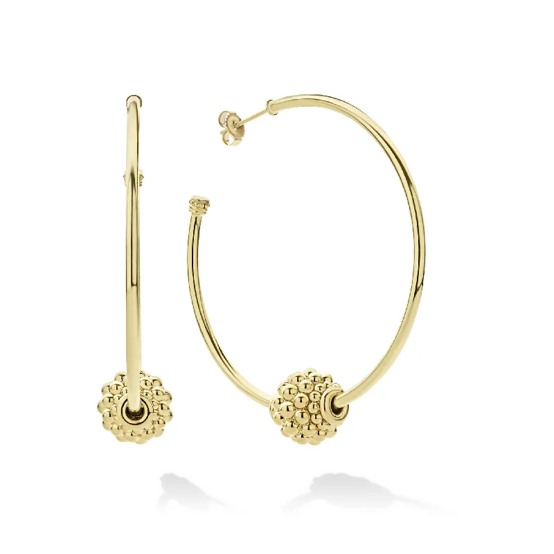 Triangular Drop Earrings-Caviar Gold Medium 18K Gold Caviar Ball Hoop Earrings