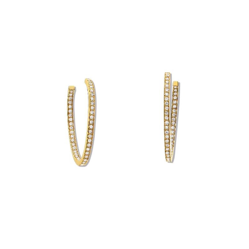 Wedding Earrings-Safiyya Hoop Earrings 18ct Yellow Gold - Diamond