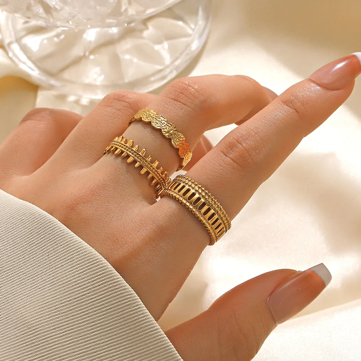 Ig Style Geometric Stainless Steel Plating 18k Gold Plated Open Rings