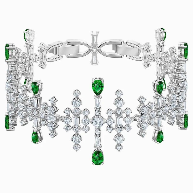 Swarovski Women's Bracelet - Perfection Green Stones Rhodium Plated | 5507695