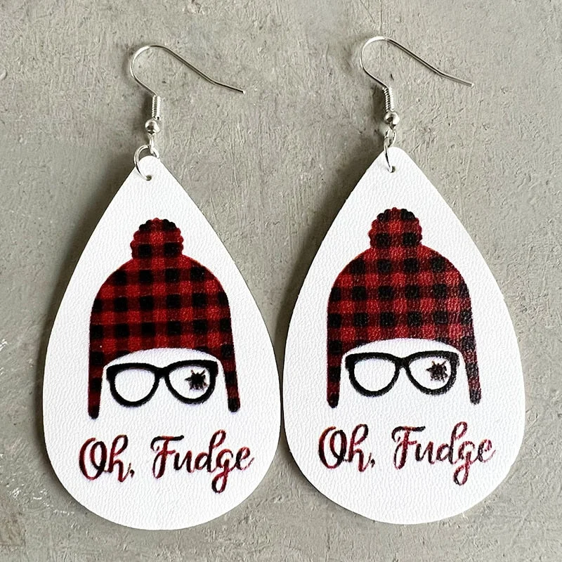 Fun Hoop Earrings-Adorable Christmas Movie Oh Fudge! Earrings