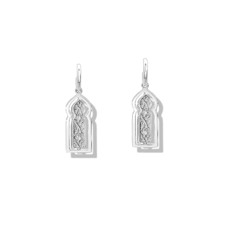 Luxurious Gold Earrings-Porte Ouvrant Earring Drops Silver - Diamond