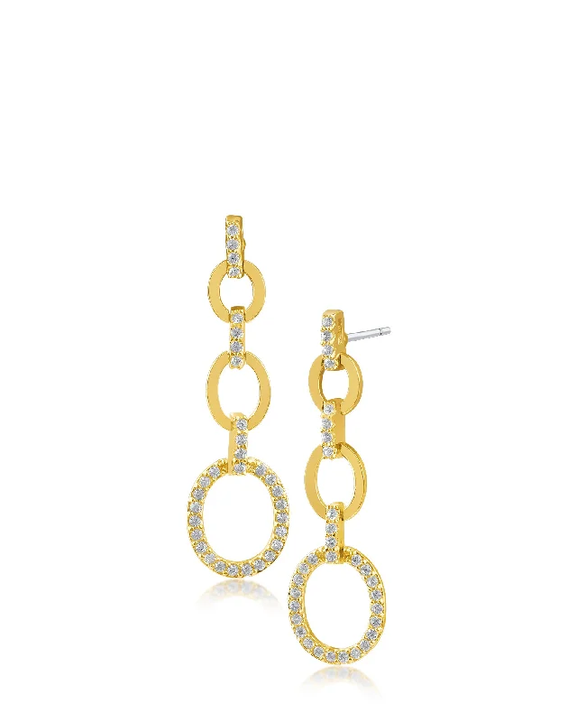 Ethnic Style Earrings-Pave Link Drop Earrings