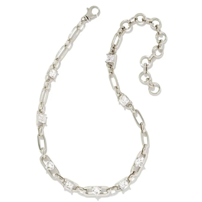 Kendra Scott | Blair Silver Jewel Chain Necklace in White Crystal