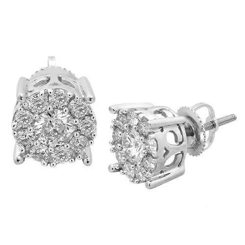 Cute Pearl Earrings-14KW 1.50CTW DIAMOND FLEUR STUDS