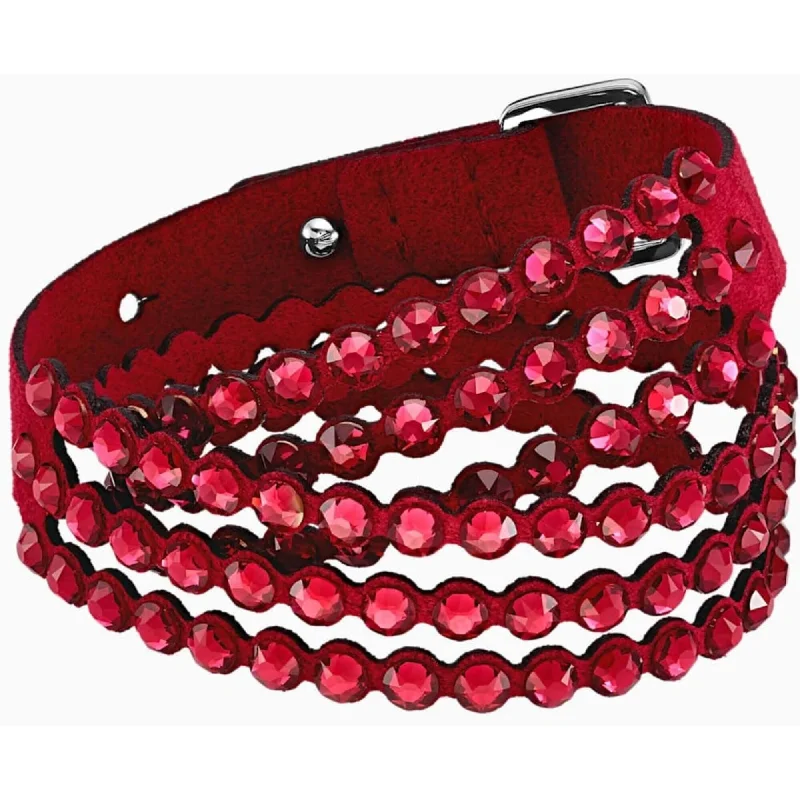 Swarovski Women's Wrap Bracelet - Power Scarlet Red Fabric and Crystals | 5543080