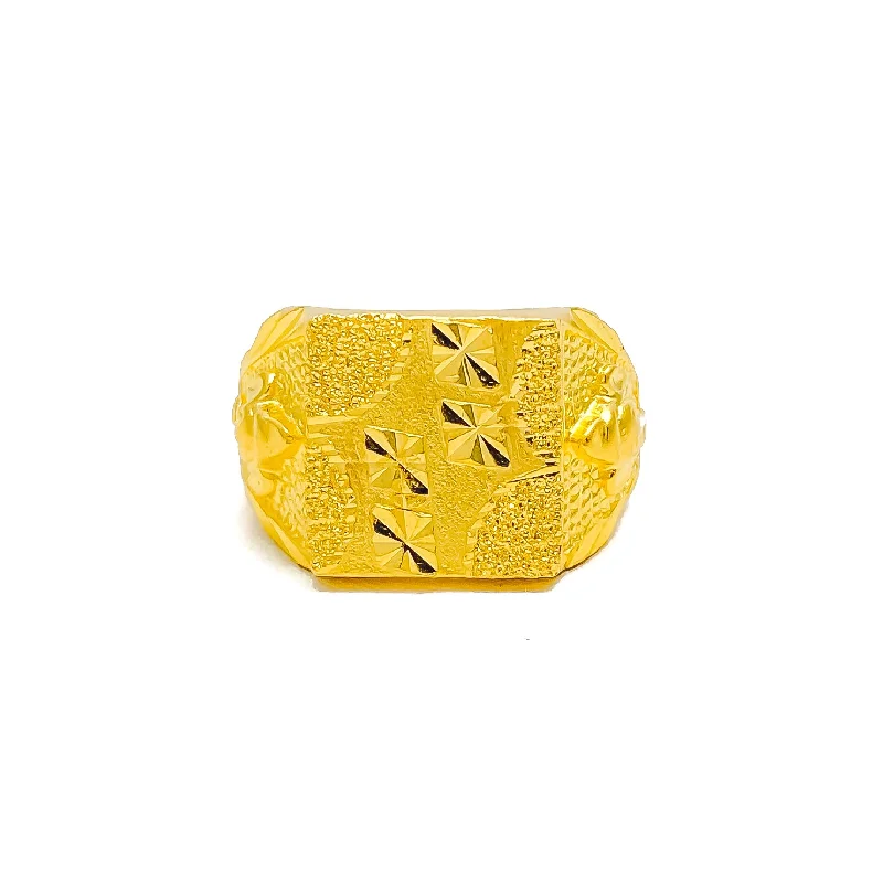 Dazzling Textured Men's 22k Gold Ring