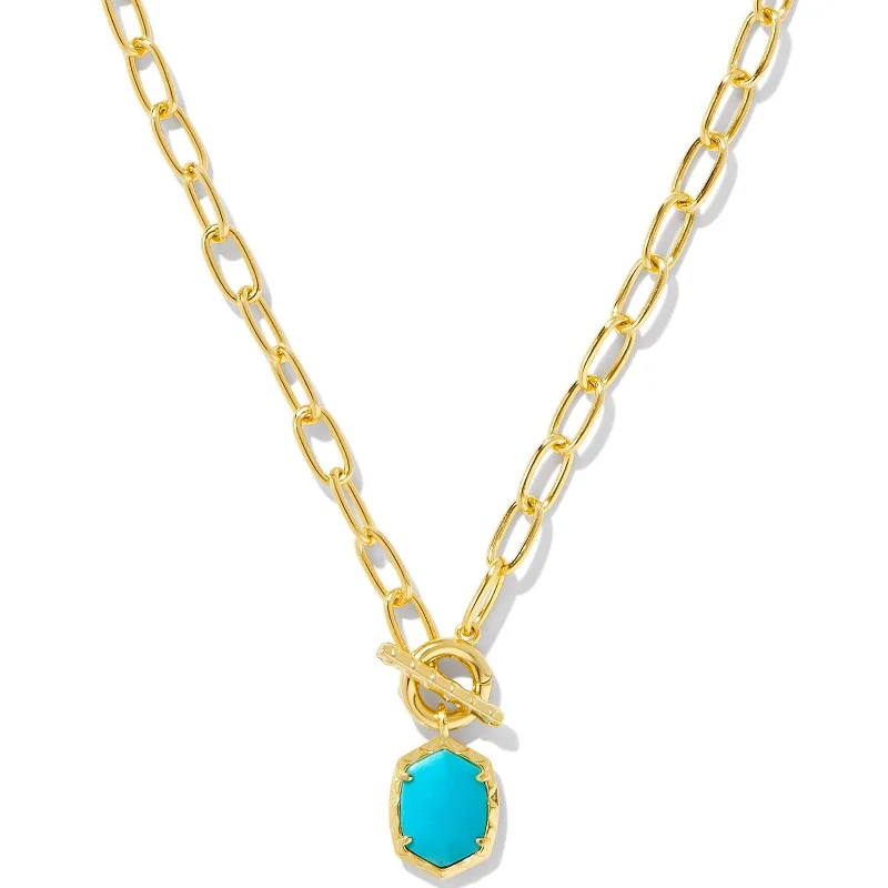 Kendra Scott | Daphne Gold Link and Chain Necklace in Variegated Turquoise Magnesite