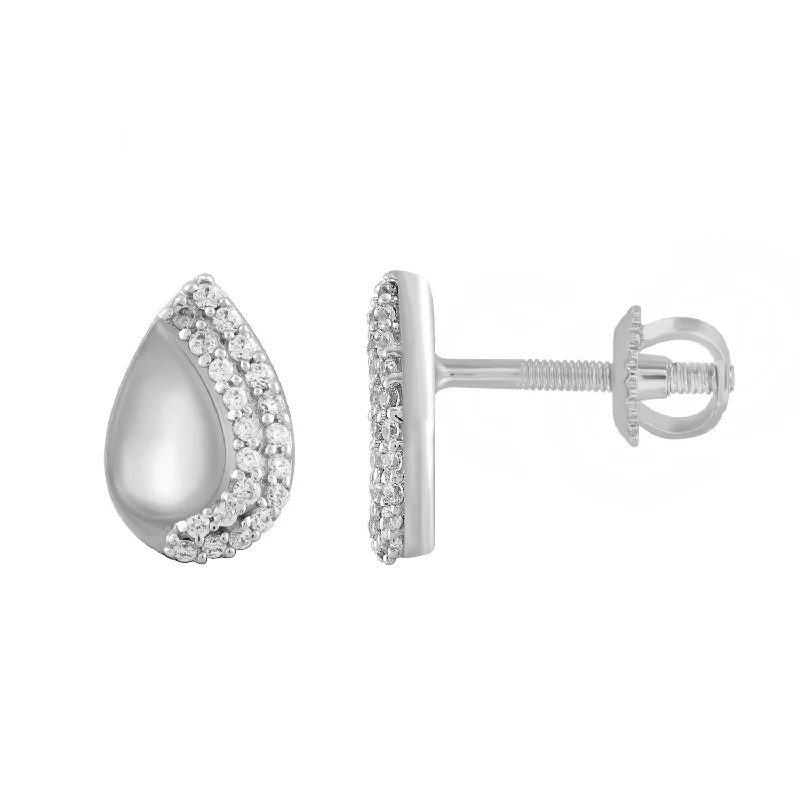 Tiny Stud Earrings-LADIES EARRINGS 0.10CT ROUND DIAMOND 10K WHITE GOLD