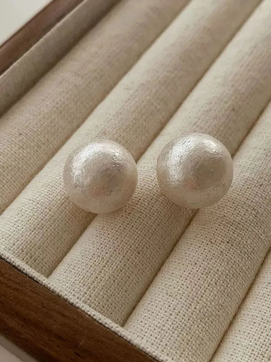 1 Pair Simple Style Round Artificial Pearl Ear Studs