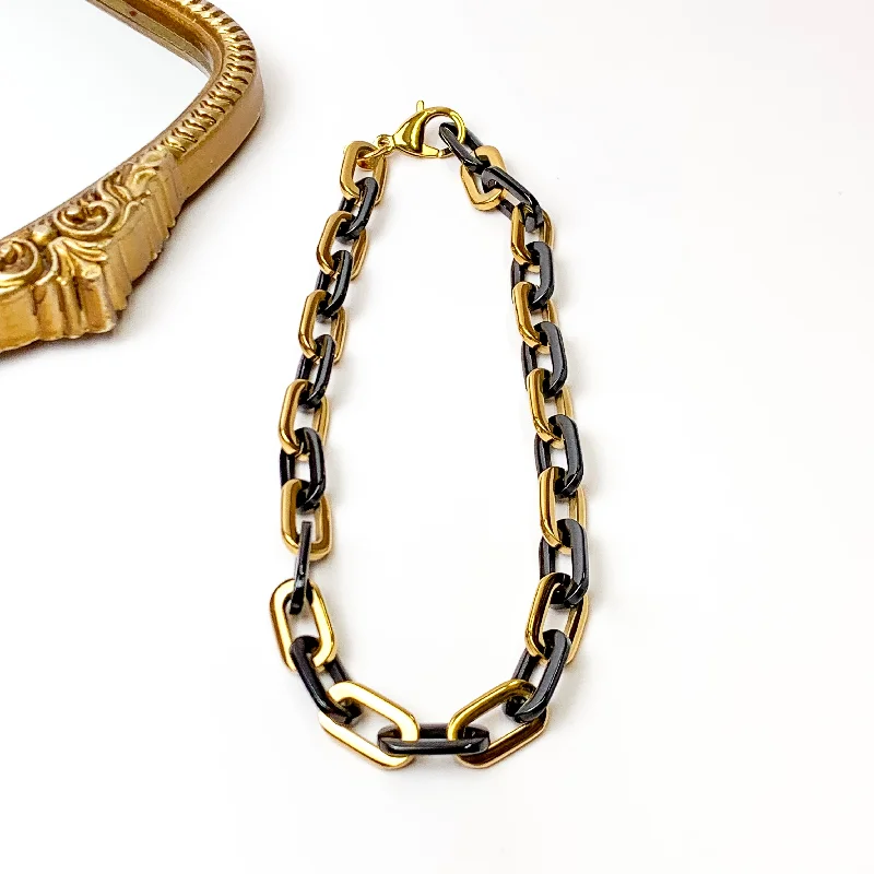 Bracha | Elle Gage Black and Gold Tone Chain Necklace