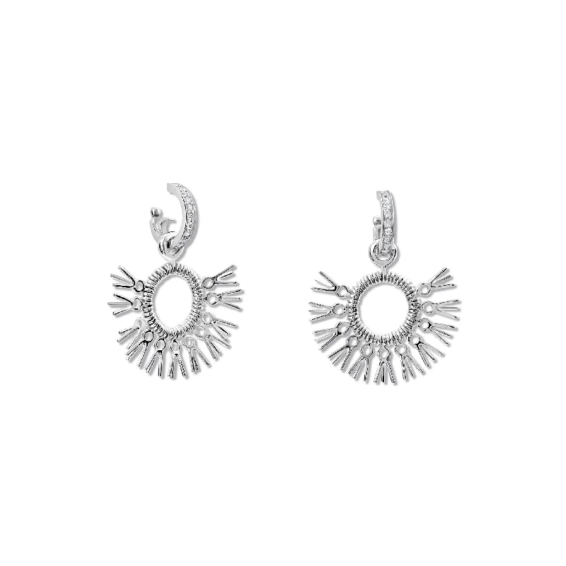 Classic Silver Earrings-Raffia Earring Drops White Gold