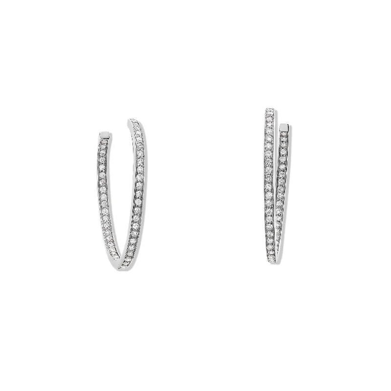 Luxury Pearl Earrings-Safiyya Hoop Earrings 18ct White Gold - Diamond