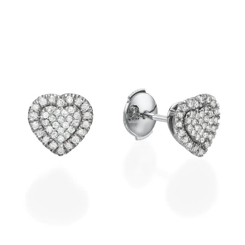 Freshwater Pearl Earrings-Heart Shaped Diamond Cluster Earrings