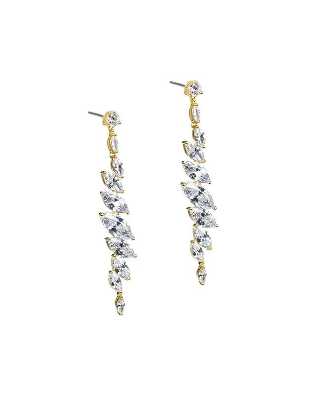 Classic Stud Earrings-Marquise Linear Drop Earrings