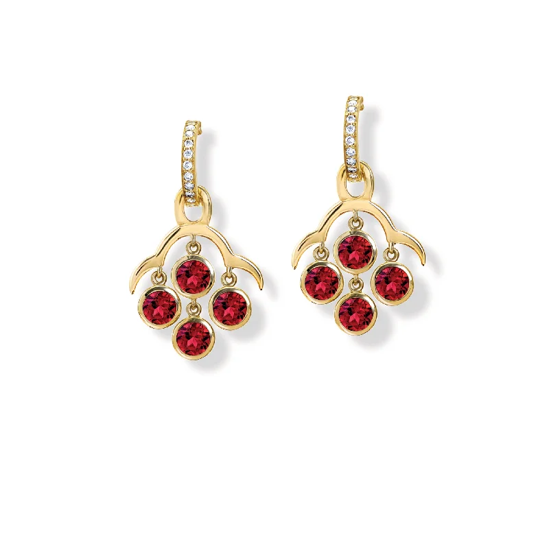 Cute Stud Earrings-Acai Earring Drops Yellow Gold - Garnet