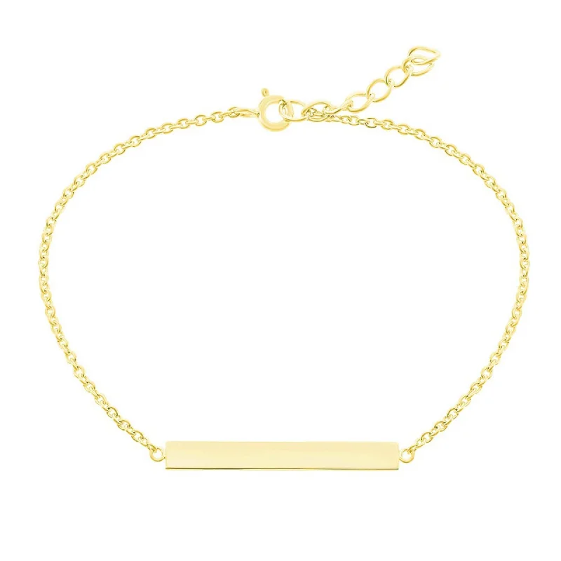 Classic Women's Bracelet - Gold Plated Sterling Silver Bar ID Spring Clasp | S-4948