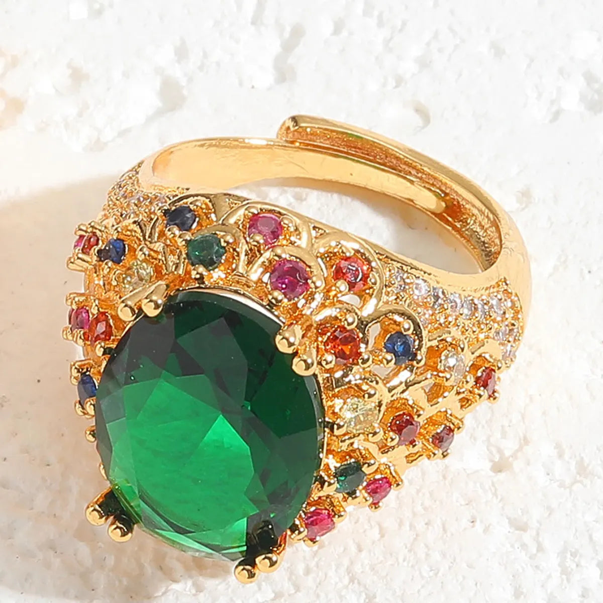 Oval Emerald Zircon Ring