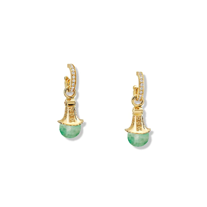 Beaded Hoop Earrings-Fouquet Earring Drops Yellow Gold - Chrysoprase