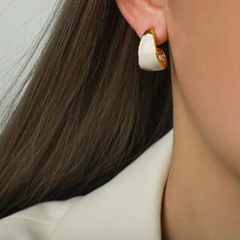 F337-White Colored Glaze Earrings