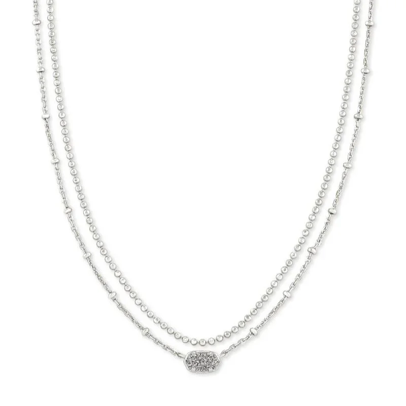 Kendra Scott | Emilie Silver Multi Strand Necklace in Platinum Drusy