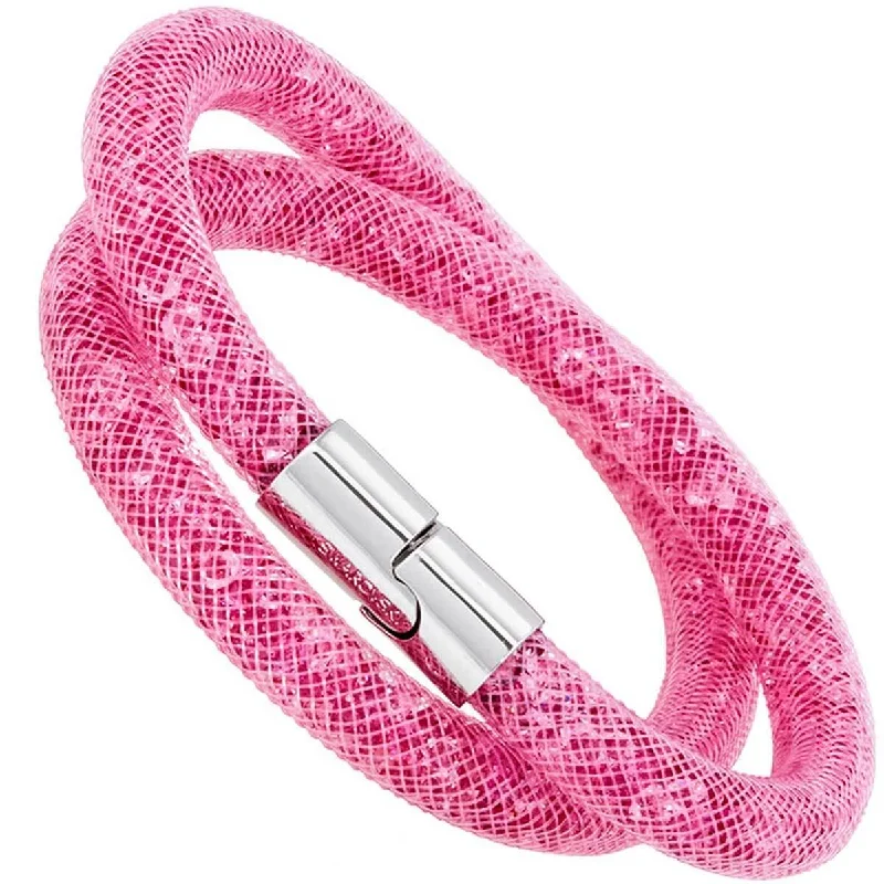 Swarovski Women's Bracelet - Stardust Pink Nylon Fishnet Tube Wrap Around | 5139747