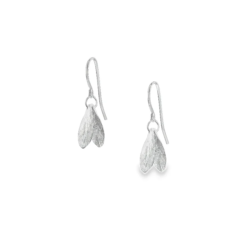 Gold-Plated Earrings-Silver Mini Double Leaf Earrings