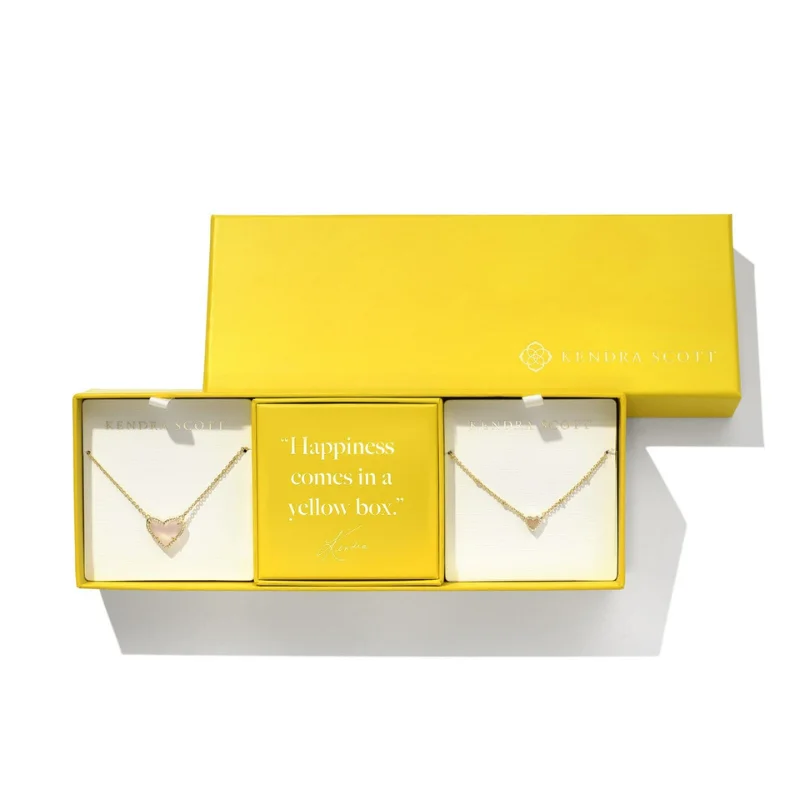 Kendra Scott | Ari Gold Heart Necklace Gift Set of Two in Rose Quartz