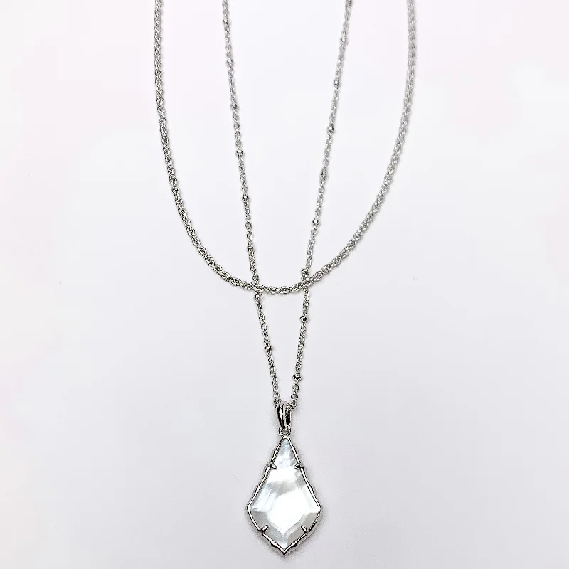 Kendra Scott | Faceted Alex Silver Convertible Necklace in Ivory Illusion