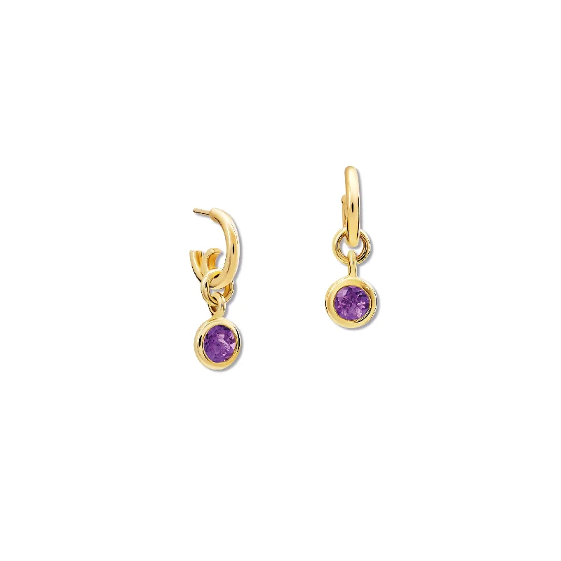 Swarovski Crystal Earrings-Talya Earring Drops Yellow Gold - Amethyst