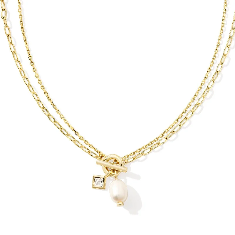 Kendra Scott | Eve Gold Chain Multi Strand Necklace in White Pearl