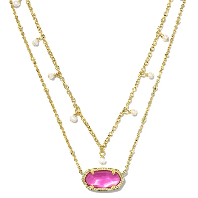 Kendra Scott | Elisa Gold Pearl Multi Strand Necklace in Azalea Illusion