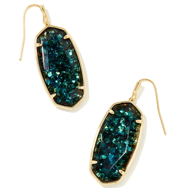 Kendra Scott | Faceted Gold Drop Earrings in Dark Teal Mica