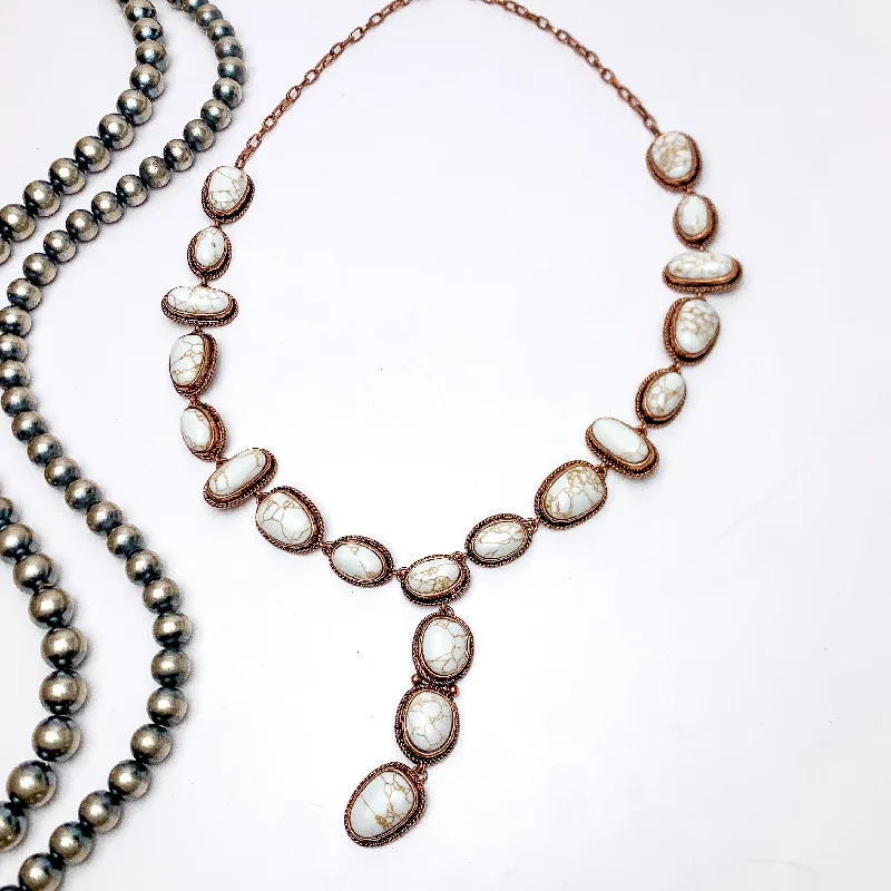 Western Stone Lariat Necklace With Ivory Stones