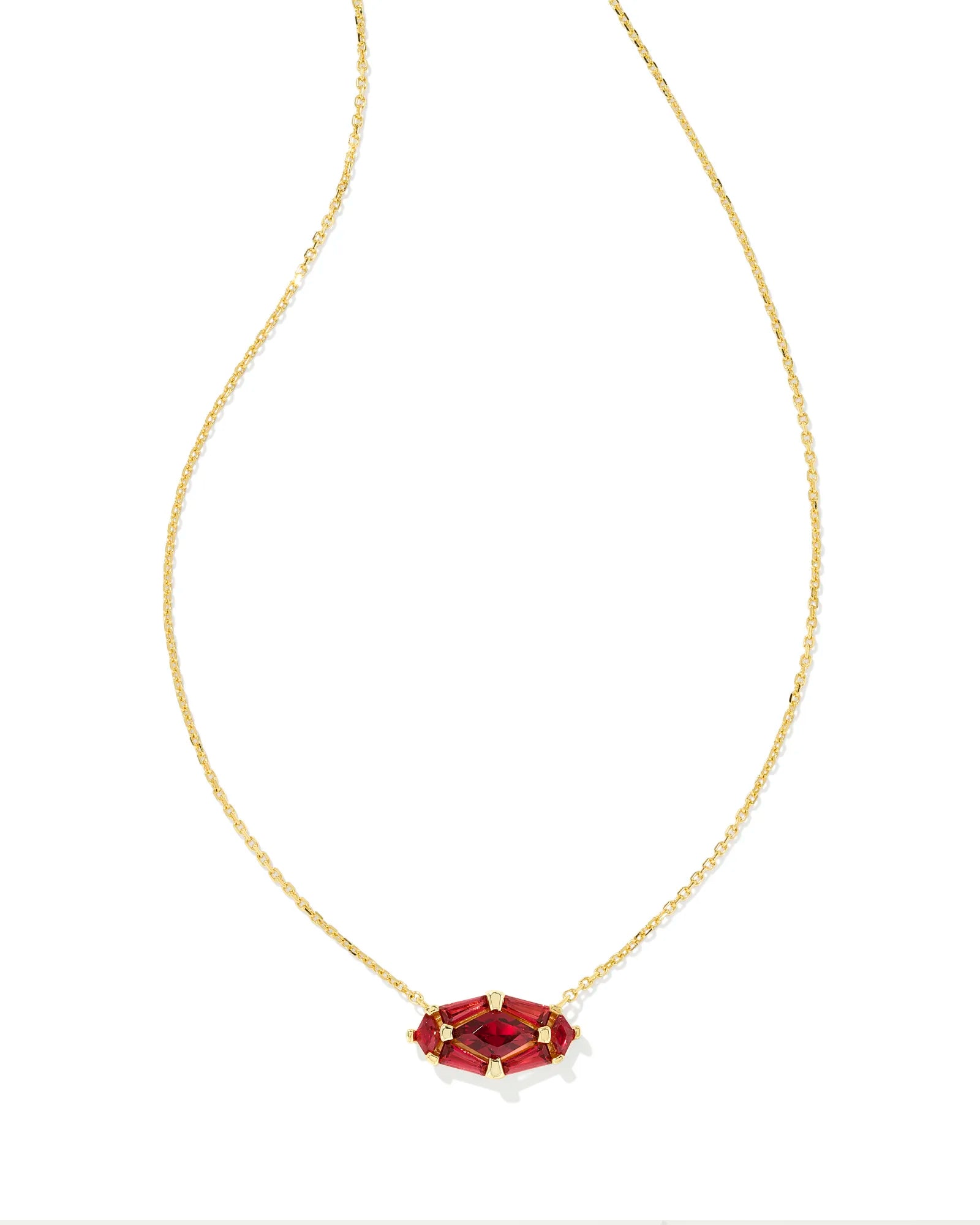 Kendra Scott | Lindy Rae Elisa Gold Short Pendant Necklace in Red Crystal