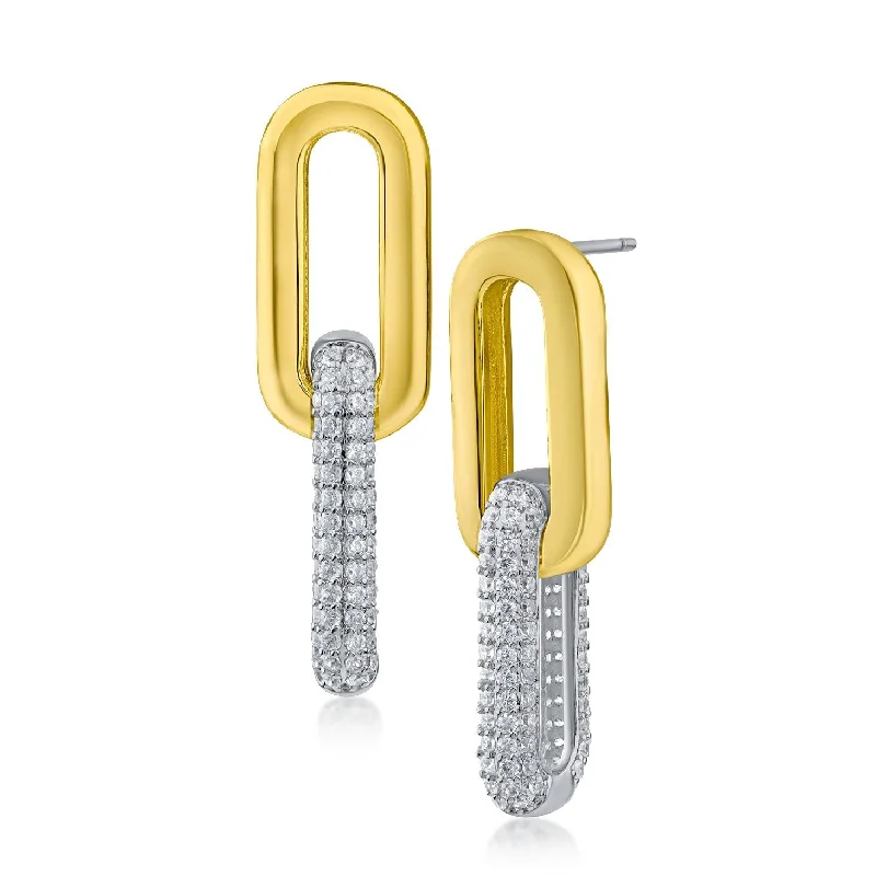 Luxurious Gold Earrings-Pave Link Earrings