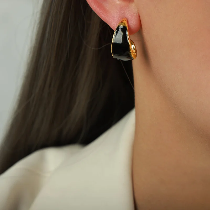 F337-Black Glaze Earrings